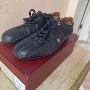 Bally Men's Dark Navy Leather Sneakers